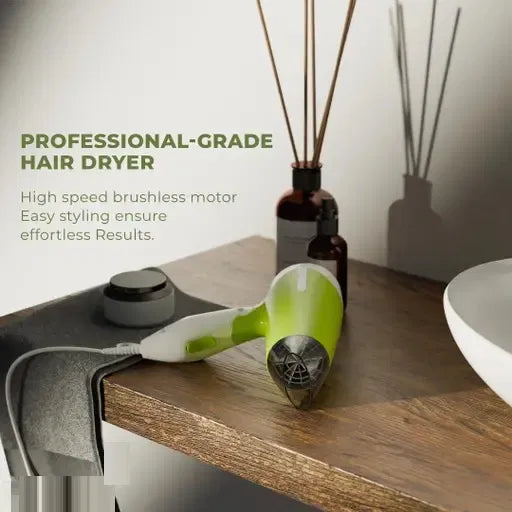 KS-2888 Lime Green Hair Dryer With 1200W Super Charge Motor, Transparent Nozzle And 2 Speed Modes (1200W, Lime Green)